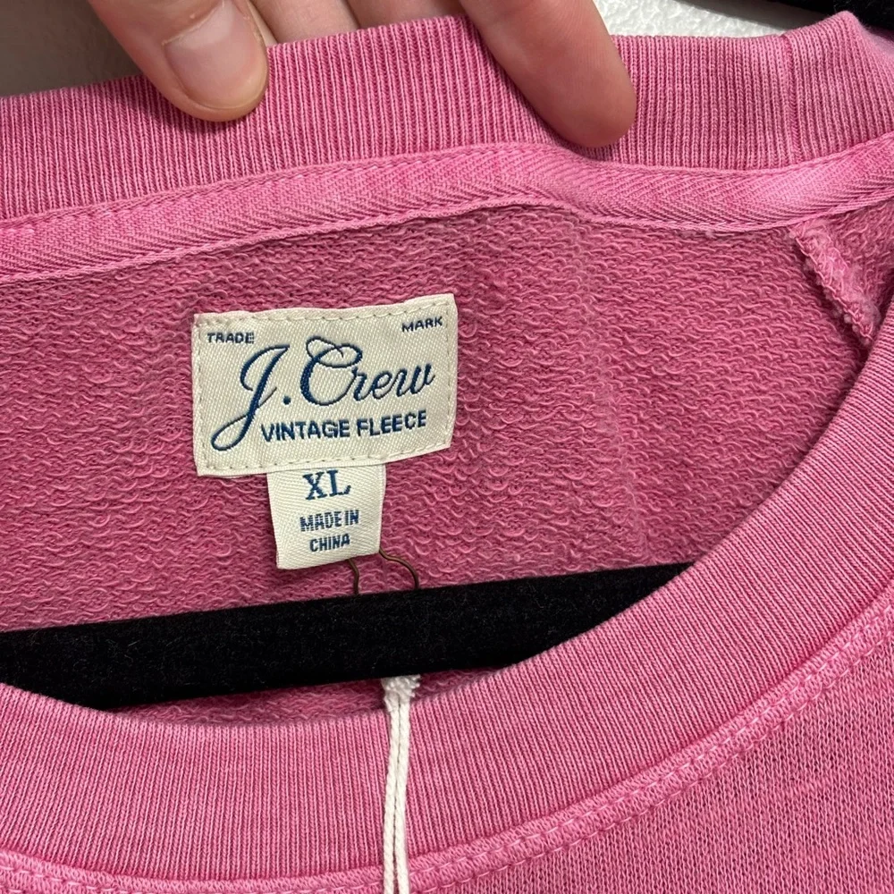 NWT J. Crew Women’s Vintage Cotton Terry Crewneck Pullover in Pink - Size XL - Picture 3 of 7